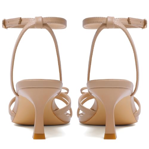Image of Mostrin Womens Sandals Strappy Heels for Women Ankle Strap Lace Up Heels Square Open Toe Heels Tie Up Stiletto High Heeled Sandals for Prom, Party, Daily Wear