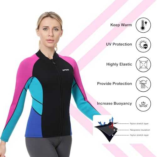 Women Wetsuit Jacket Men Top 2mm and 3mm Neoprene Swim Surfing Kayak miniatura 3