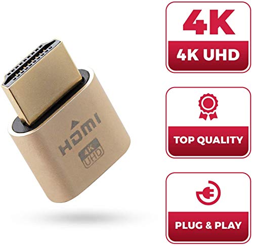Image of SPIN CART HDMI 4K Dummy Plug, High Resolution Headless Virtual Monitor Display Adapter, Supports up to 3840x2160@60Hz (Pack of 3)