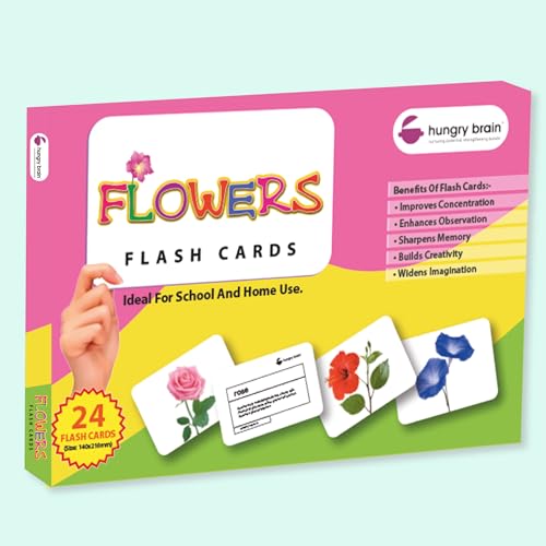 Image of Hungry Brain Flowers Baby Flash Cards 3 Months+ | Montessori Learning Cards for Toddlers | Early Brain Development Toy | Improve Vocabulary, Memory & Cognitive Skills | Educational Gift for Kids