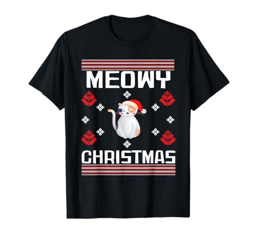 Meowy Christmas - Gato y gato navideño Camiseta