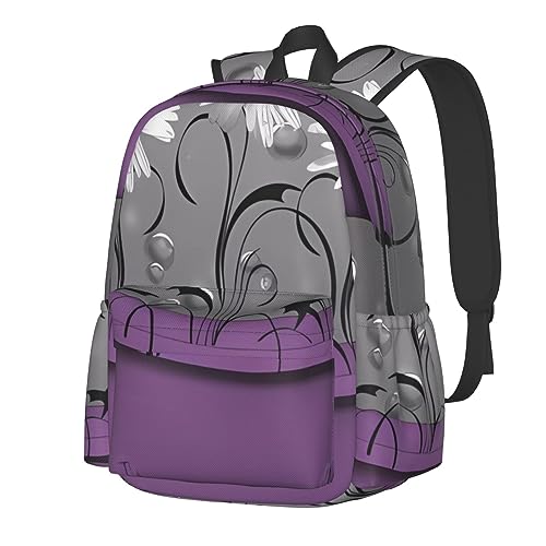 Sac à dos marguerite violet et noir imperméable pour fille et garçon