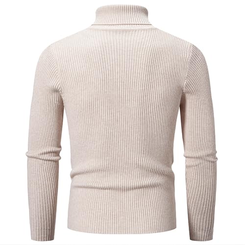 Men Ribbed Turtleneck Sweater Slim Fit Knitted Pullover Long Sleeve Casual Basic Stretch Trendy Winter Top2