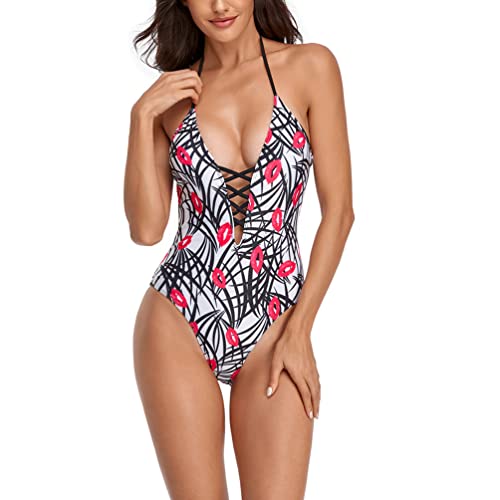 Maillot de bain une pièce rouge S à col en V plongeant et dos nu