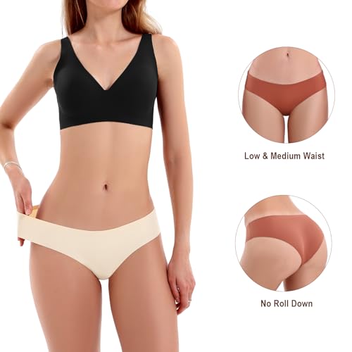 Double Couple 8 Pack Seamless No-Show Underwear Low Rise Soft Stretch Breathable Bikini Sets for Women (S-XL)2