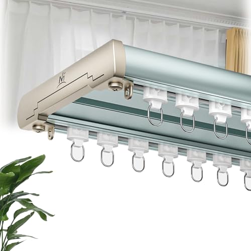 MZQMK Tringle À Rideaux Silencieuse À Rails À Double Rangée, Séparation De Pièce pour Salon, Chambre À Coucher Ou Hôpital, Facile À Installer Au Plafond, Très Résistante(D,50cm/1.6ft)