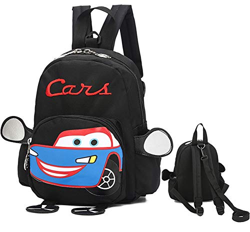 Cartable sur Dos Sac à Dos école Maternelle Sac à Dos en Oxford avec Harnais de sécurité Sac à Dos Enfant Sac d'Ecole Sacoche Garçon pour Enfant de 2-5 Ans Sac de Prince et Princesse (Noir)