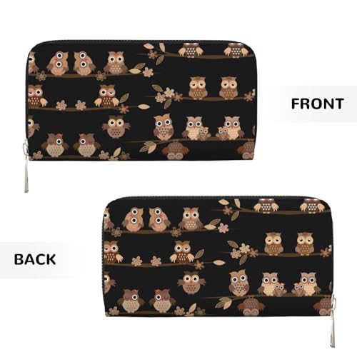 Cute Brown Cartoon Owls Print Casual Clutch Purse Hand Wallet for Women Capacity Wallet Stylish Travel-Friendly3
