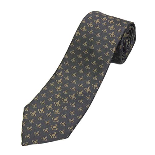 [ヴィヴィアンウエストウッド] スリム ネクタイ 11542slim アンスラサイト チャコールグレー P202 VIVIENNE WESTWOOD 刺繍 オーブ ロゴ おしゃれ ブランド シルク プレゼント ギフト お祝い 誕生日 結婚式 クリスマス 成人式