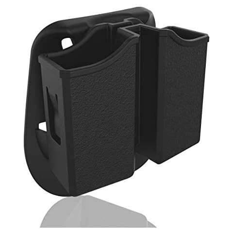 Double Magazine Pouch, 9mm .40 .45 .357 Double Stack Mag Holder Dual Stack Mag Holster with 1.5''-2.5'' Belt Clip for Glock Sig sauer S&W Beretta Browning Taurus H&K Most Pistol Mags Cover