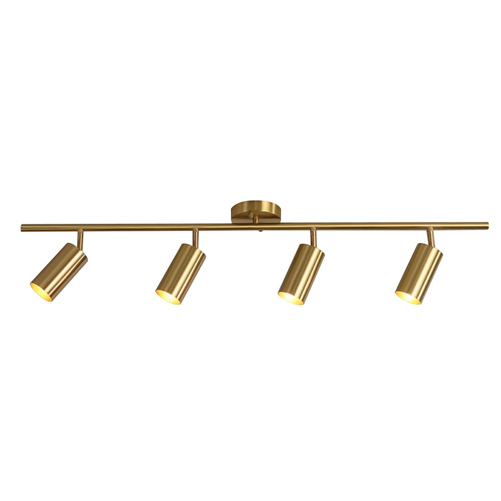 BHGFYXBS Gold Ceiling Spotlight Fixed Track Lighting Kit Adjustable Ceiling Spot Light Gu10 Directional Spotlights Accent Lamps For Kitchen Living Room Bedroom Vanity Mirror Light,4light