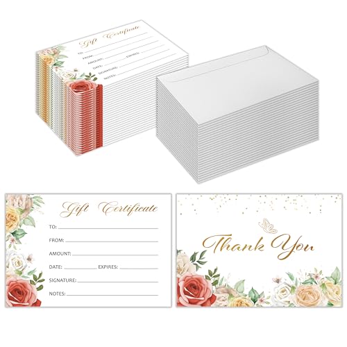 Cartes cadeaux vierges personnalisées 10,2x15,2 cm pour chèques clients restaurant