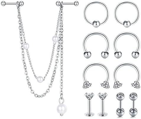 D.Bella 16G Clear UV Flexible Acrylic Lip Piercing Retainer Labret Studs Lip Ring Tragus Helix Cartilage Earring Stud Monroe Medusa Piercing Retainer