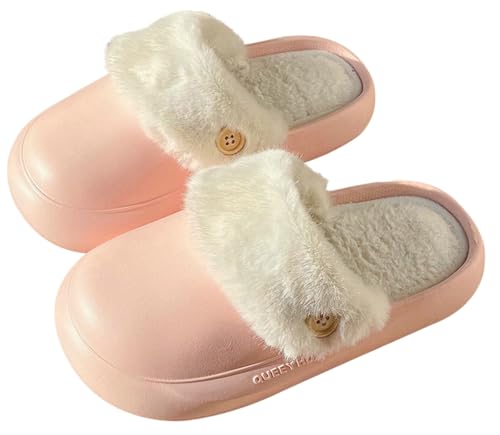 Winter Warm Push Cotton Slippers for Women Thickened Anti-Slip Water-Resistant Washable Slippers Close Toe Home shoes
