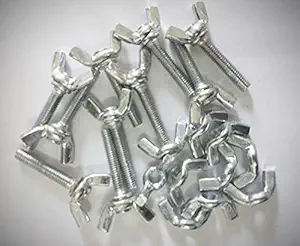 MEC 10 Pack Wing Bolt Set M5 25mm Carbon Steel Zinc Plated Butterfly Screw Hex Nut