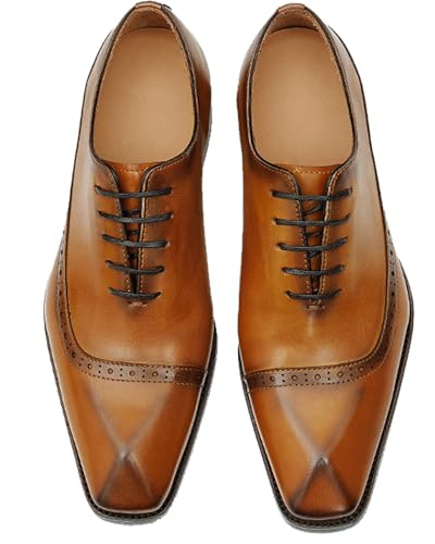 Men's Dress Shoes - Minimalist Wingtip Oxford in Genuine Leather | Sleek Dress Shoes for Business 688783