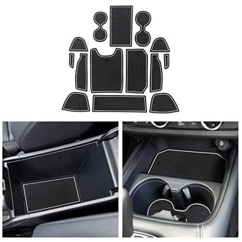 CDEFG Custom Fit for 2023 2024 HR-V Cup Door Slot Mat Center Console Pocket Liner Mats 2023 2024 HR-V Accessories Console Cup Holder Inserts Coaster Pad Anti Slip Rubber Mats,14PCS (White Trim)