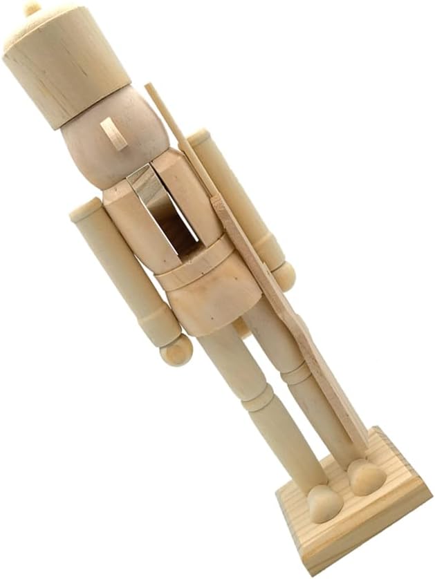 LUOZZY 15" Unfinished Nutcracker Wooden Christmas Nutcracker for DIY Blank Unpainted Nutcracker Puppet Soldier Christmas Table Centerpieces Decorations