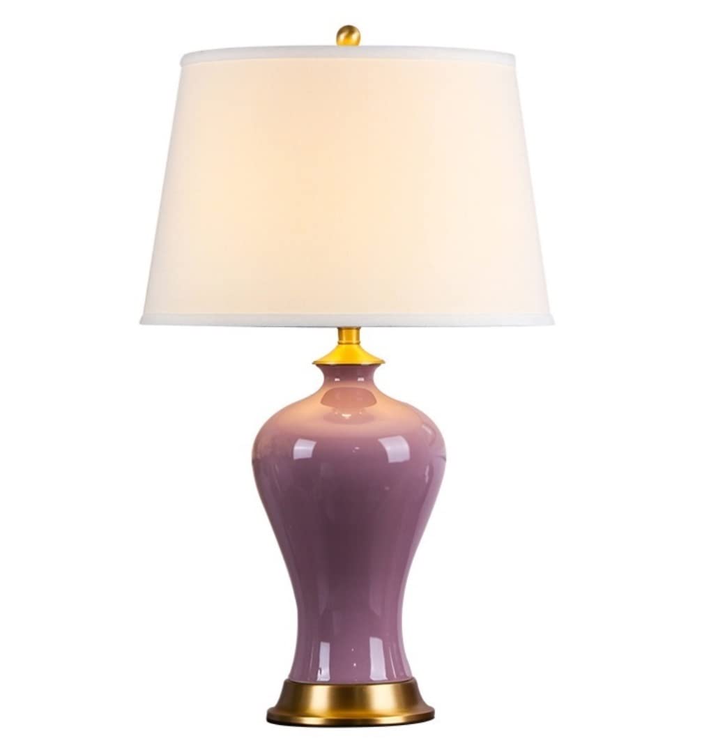 asdchZen Table Lamp Table Lamps For Living Room Ceramic Table Lamps Ice Crack Glazed Ceramic Table Lamp Fabric Shade For Living Room Bedroom Bedside Nightstand Bedside Lamps Lamp,B-33 * 58cm