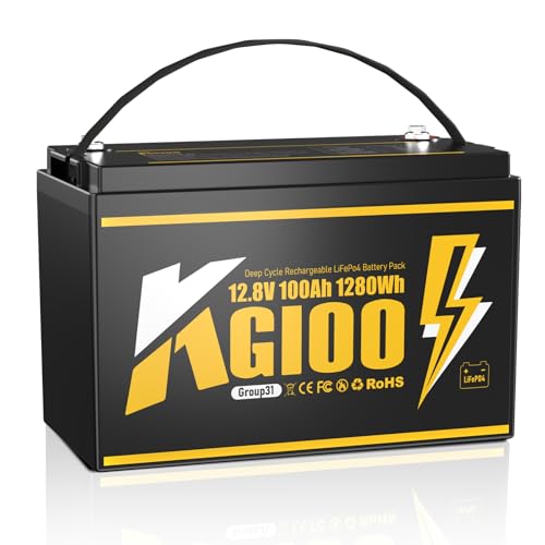 12V 100Ah LiFePO4 Battery,BCI Group 31 Lithium Battery with Built-in 100A BMS,15000 Cycles Lithium...