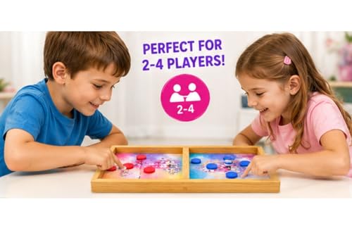 Image of Unicorn String Hockey Game for Kids & Family | Fast Sling Puck Board Game with 5 Red & 5 Blue Coins | Wooden Tabletop Indoor Outdoor Game | Birthday Return Gift for Boys Girls Age 5+