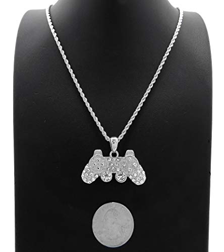 New Game Controller Pendant 18",20",24" Box, Rope, Cuban Chain Hip Hop Necklace XMP17 (18, Silver Rope Chain)4
