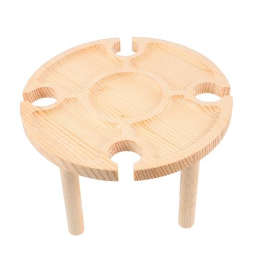 Abaodam Mesa De Refrigerio Portátil De Madera para Exteriores Útil Mesa De Vino para Fiestas La Playa Estable para Servir Aperitivos y Comida