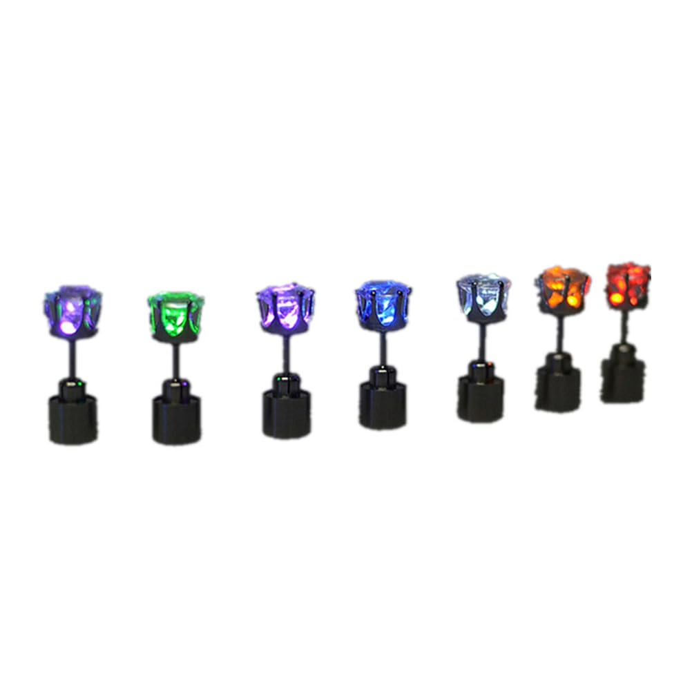 14 aretes con luz LED, aretes brillantes, accesorios de baile, accesorios de fiesta de baile, aretes intermitentes brillantes, aretes de acero inoxidable para fiesta de baile, Medium, Cristal