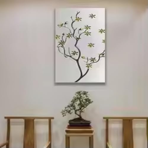 Impression sur toile de branches anciennes chinoises 70x90cm avec cadre interne XBTYKPB