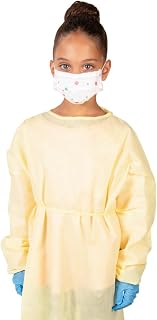 Tronex SMS100Y - Pediatric Isolation Gown with Neck Ties, Fluid Resistant, Elastic Cuffs, Yellow (10, Small)