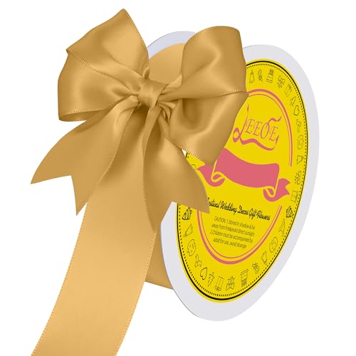 Image of Double Face Old Gold Satin Ribbon 1-1 /2 inch X 50 Yards Polyester Old Gold Ribbon for Gift Wrapping Very Suitable for Weddings Party Hair Bow Invitation Decorations and More
