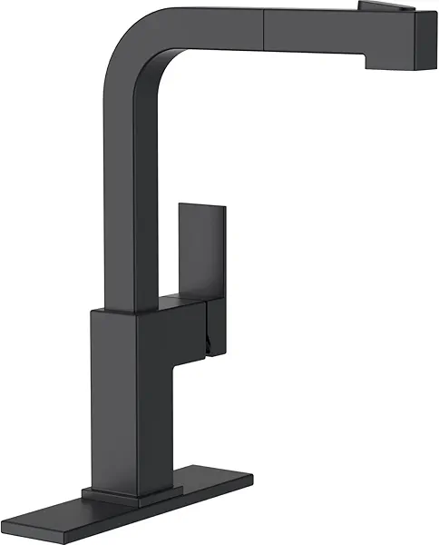 APPASO Square Kitchen Faucet, Modern Kitchen Faucet with Pull Out Sprayer, Matte Black Faucets for Kitchen Sink Black, Single Handle Black Faucet Kitchen for RV Bar Sink, S304 Stainless Steel
