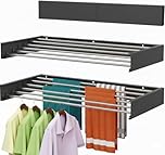Wall Mounted Clothes Drying Rack - Foldable and Retractable - 40 Kg Capacity, Collapsible Drying Rack for Indoor & Outdoor Use - 6 x100 cm Aluminum Rods For 6m Of Hanging Line (Anthracite, 100 cm)
