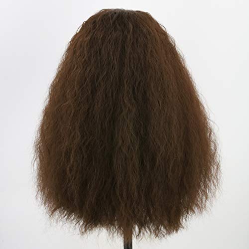 Topcosplay Wig and Beard Adults Long Brown Curly Wig Wizard Wig for Halloween Carnival Fancy Dress Party (Brown) - Image 2