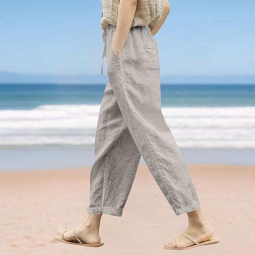 Liene Pants for Women,Womens Casual Summer 2025 Drawstring Elastic High Waist Pant Comfy Woman Trousers2