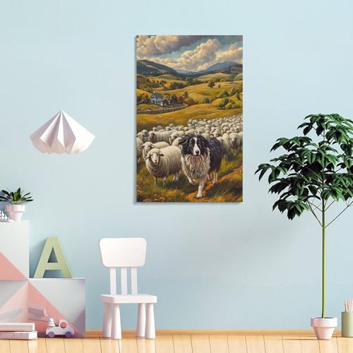 Décoration murale Border Collie affiche peinture toile 40x60cm