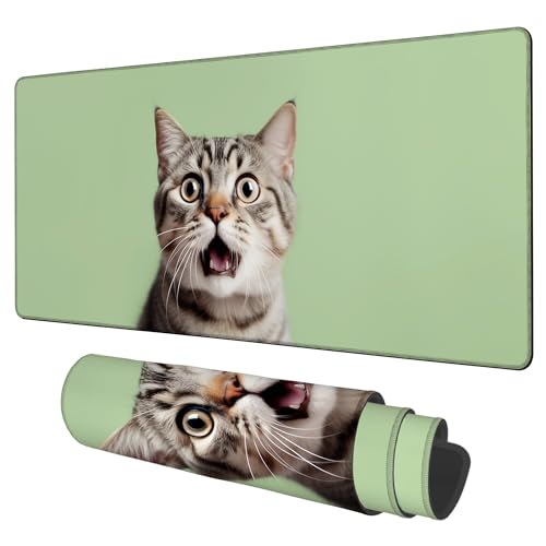 Tapis de souris chat surpris xxl pour un bureau d'ordinateur original