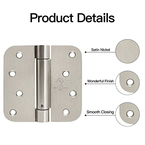 4 Inch Self Closing Satin Chrome Door Hinge 5/8" Radius Corner 3Pack #TOP3