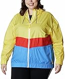 Columbia Women's Plus Size Sandy Sail Windbreaker Jacket, Sunglow/Bold Orange/Harbor Blue, 3X