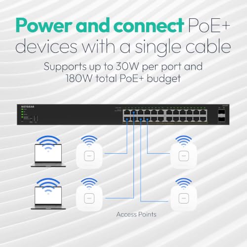 Image of NETGEAR 16-Port Gigabit Ethernet PoE+ Easy Smart Managed Switch - with 15 x PoE+ @ 180W, 1 x SFP, Fanless, Desktop or Wall Mount (GS116EP)