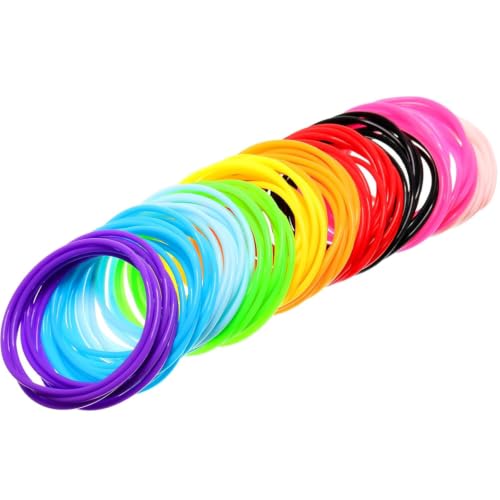 Image of Hotop 100 Pcs Multicolor 80s Silicone Jelly Rubber Bracelets Hair Tie Women | Bulk Party Supplies for 80s Theme, Mixed Style Jelly Bangles, Retro Accessories, Multicolor Silicone Wristbands, Hair Ties