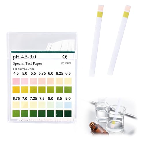 100 Bandelettes de Test de PH pour la Salive, Plage de Mesure 4,5-9,Test de PH, Bandelette Urinaire, test d'acidité pour Aquariums, Eau Potable, Piscine