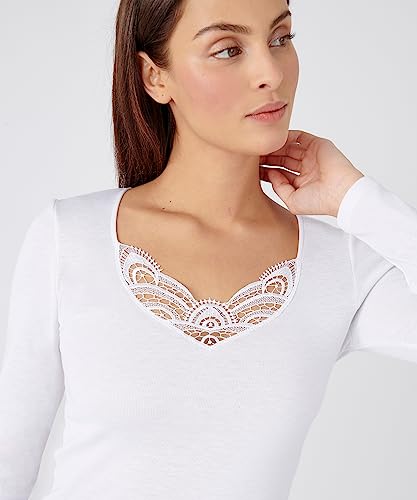 Damart - Women's Fine Rib Guipure Thermolactyl Long Sleeve T-Shirt