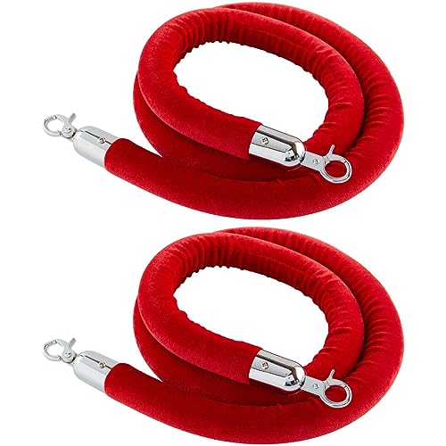 Juvale red velvet rope with chrome hooks