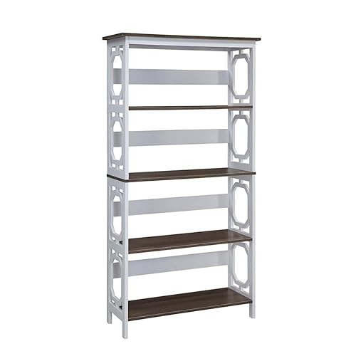 Convenience Concepts Omega 5 Tier Bookcase, Driftwood Shelves / White