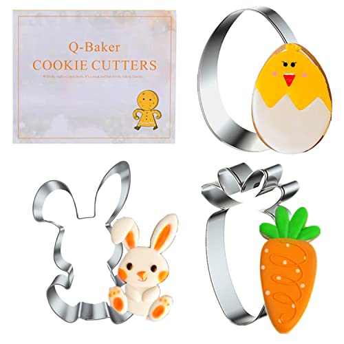 Easter Cookie Cutters, 3 Pieces Carrot Egg Cute Bunny Rabbite Shapes Cookie Cutters Stain Steel Sets Holiday Themed Party Supplies #TOP7