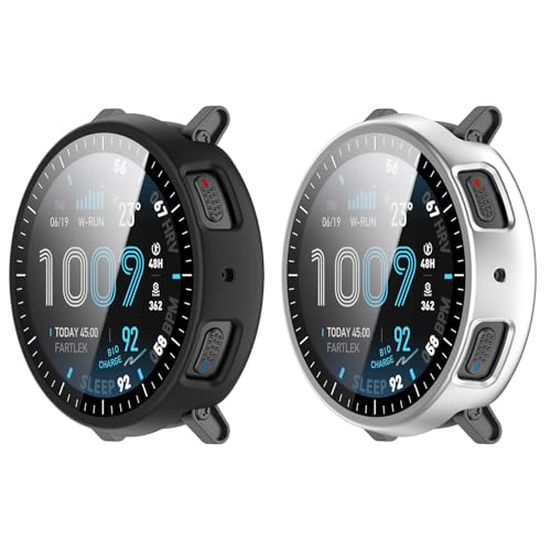 [2��] Amazfit Active Max �E�H�b�`�P�[�X�J�o�[ PC�f�ށ{�t�B���� �A�}�Y�t�B�b�g �A�N�e�B�u �}�b�N�X�J�o�[ ����HD�����K���X�X�N���[���v���e�N�^�[ Amazfit Active Max 48mm �p�P�[�X (�}�b�g�u���b�N+�V��
