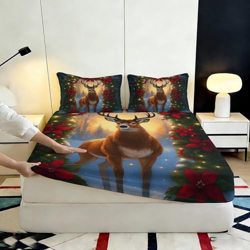 Matelas cerf fitted cover lavable en microfibre 140x200 cm imprimée