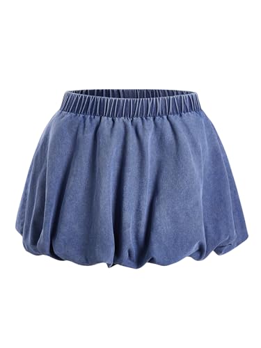 Women's Y2K Denim Skirt Summer Ruffle A Line Mini Bubble Skirt