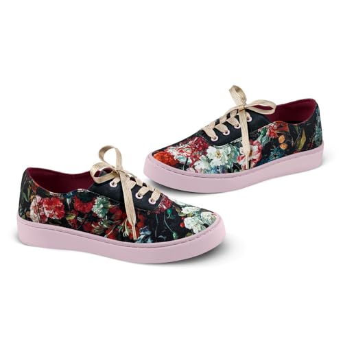 Image of Hot Chocolate Design All-Day Women's Lace-Up Sneakers | Canvas Upper, Cushioned Footbed with Arch Support, Flexible Rubber Outsole, Vegan Construction, Casual Everyday Sneakers